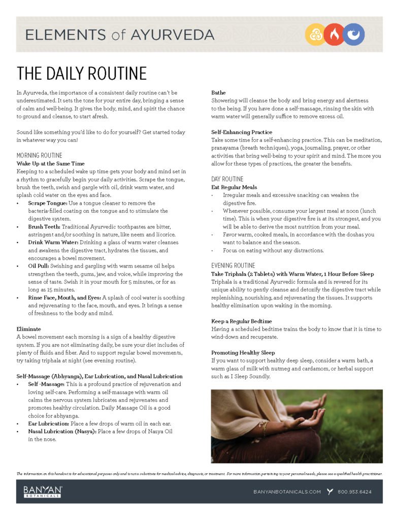 Elements of Ayurveda Daily Routine Guide 1